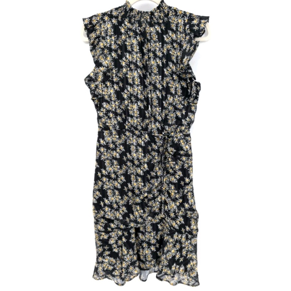 Sam Edelman Black Daisy Ruched Ruffle Chiffon Mini Dress 2 Feminine Chic Cottage